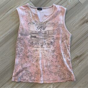 Girl Play Pink Graphic Sleeveless Top Y2K